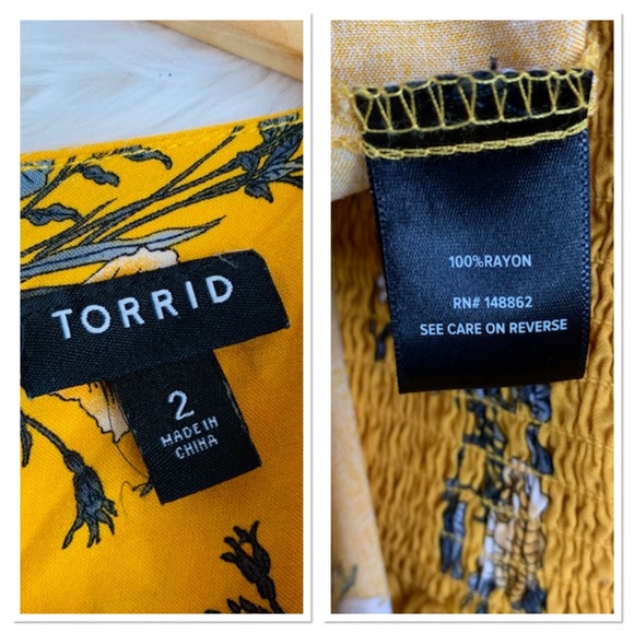 🌼 torrid Yellow Floral Smocked Challis Dress - Picture 7 of 8